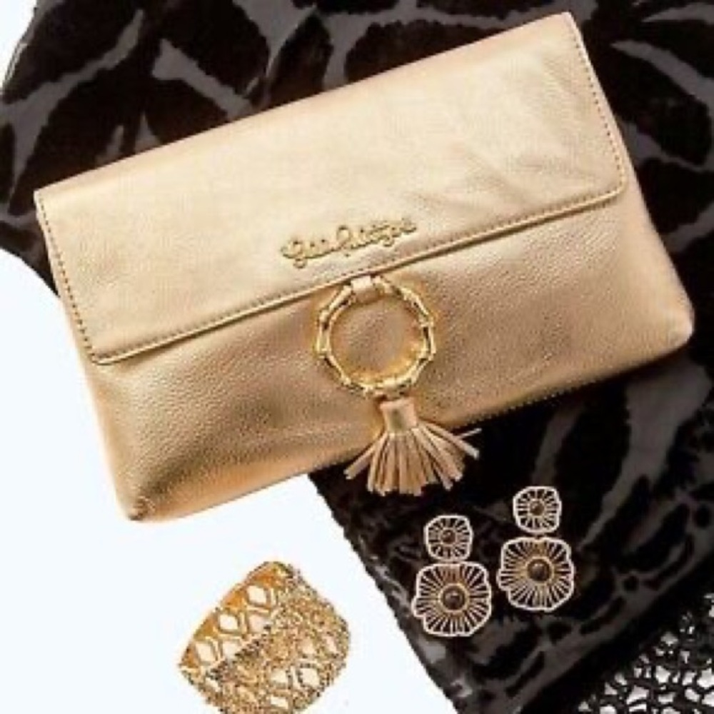 Lily Pultzer Dongguan 2018 shiny gold clutch bag💥💥💥